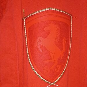 Ferrari Red Shield Emblem with Gold Trim